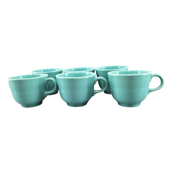 Fiestaware Turquoise Teal Glaze Tea Coffee Cup Mug Fiesta HL USA 8oz Lot of 6